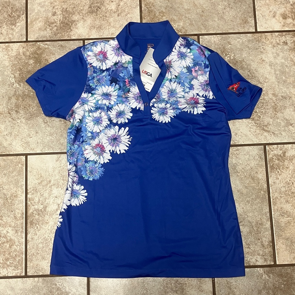 Blue Floral Women's Short Sleeve Top - LACC Logo